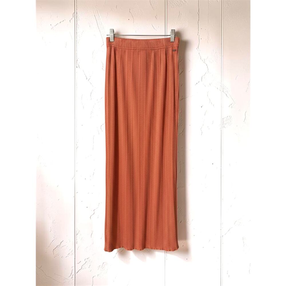 NW0T O'Neill Rib Knit Bodycon Midi Skirt Rust Terracotta Stretch Size Small XS - Picture 4 of 4